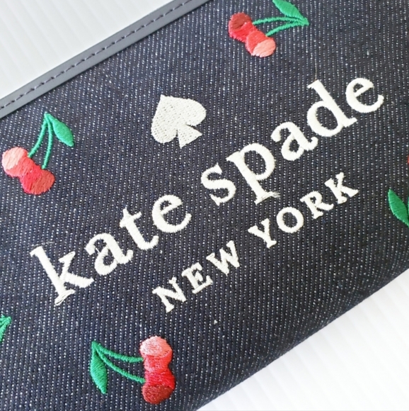 NWT KATE SPADE ELLA CHERRY EMBROIDERED WALLET - Picture 3 of 8